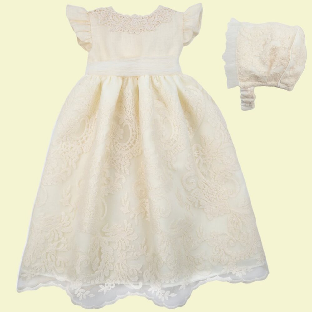Baby Clothes Baptism Dress With Ceremony Embroidered Tulle Skirt